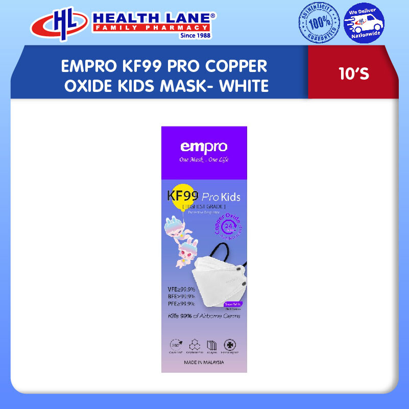 EMPRO KF99 PRO COPPER OXIDE KIDS MASK 10'S- WHITE